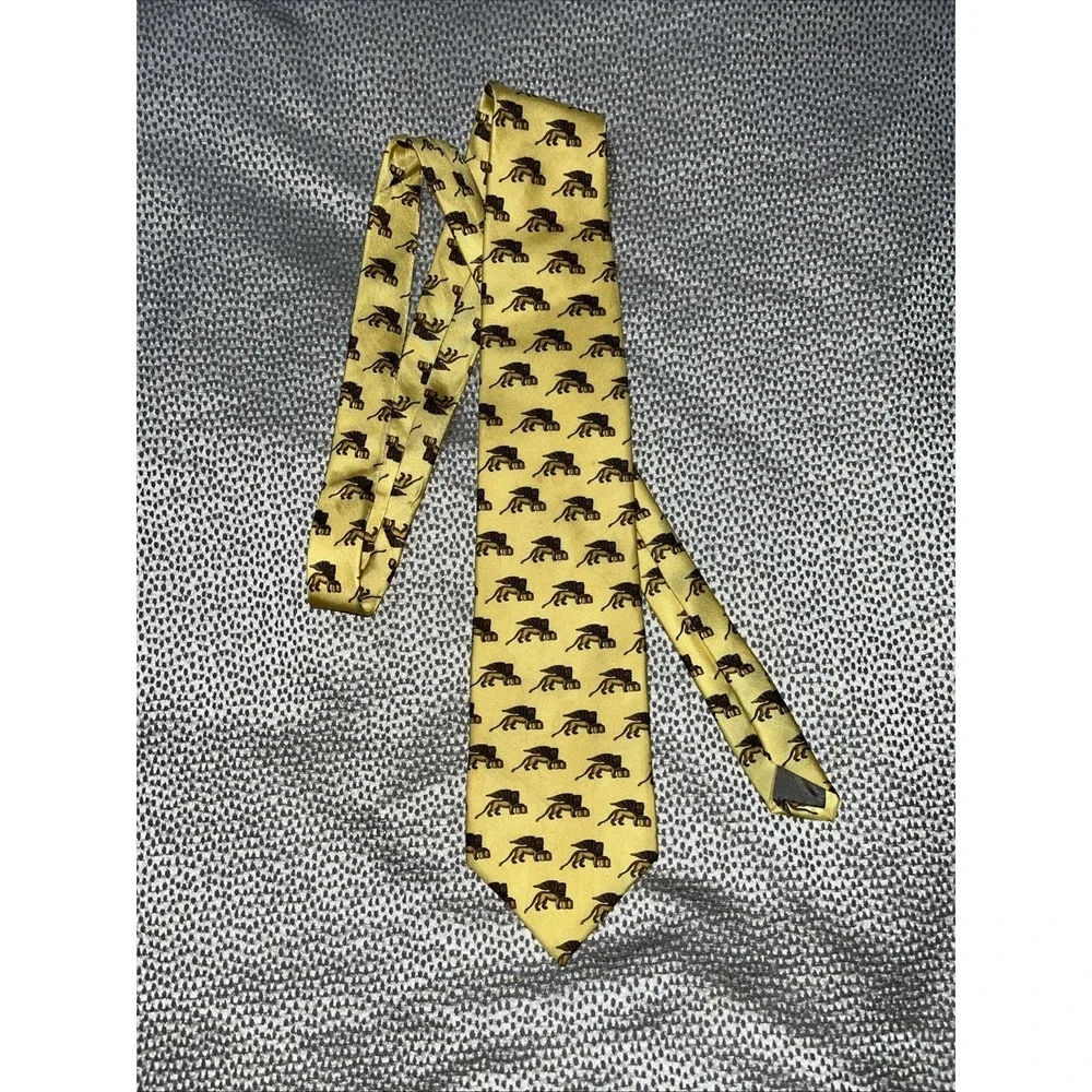 Vintage Fabris Venezia Tie 100% Silk Gold Lion Luxury Made in Italy Mens Necktie